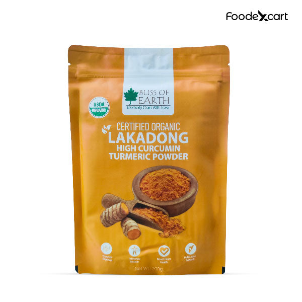 Bliss of Earth Lakadong Turmeric Powder (200gm) – 100% Organic & High Curcumin